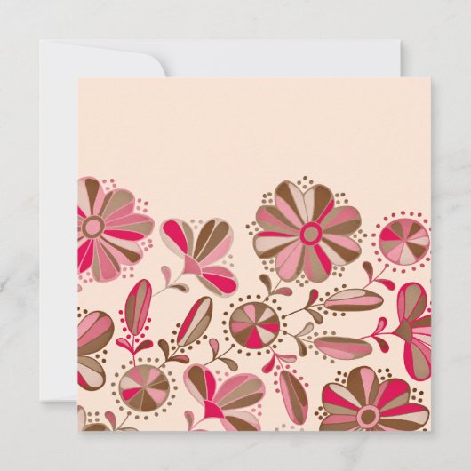 ピンクレトロフラワーデザイン誕生日招待状 招待状 (裏面)