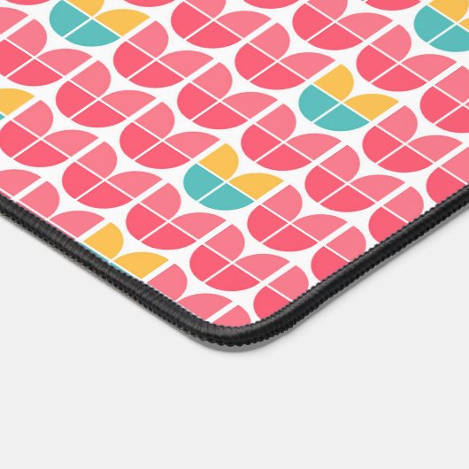 ピンクレトロフローラパーソナライズされたモノグラムデスクマット デスクマット (コーナー)