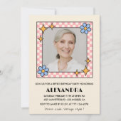 ピンクレトロフローラ写真88th birthday invitation 招待状 (正面)