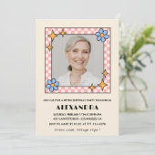 ピンクレトロフローラ写真88th birthday invitation 招待状 (スタンド正面)