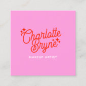 ピンクレトロメイクアップアーティスト スクエア名刺 (正面)