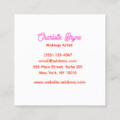 ピンクレトロメイクアップアーティスト スクエア名刺 (裏面)