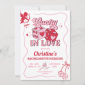 ピンクレトロラッキーインラブベガスバチェロレッテ 招待状 (正面)