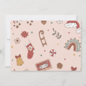 ピンクレトロレインボークリスマスツリー誕生日写真 招待状 (裏面)