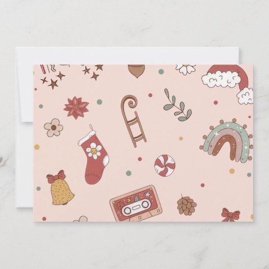 ピンクレトロレインボートラッククリスマスクリスマスフォト誕生日 招待状 (裏面)