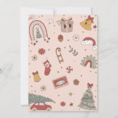 ピンクレトロレインボートラッククリスマスバースデーパーティー 招待状 (裏面)