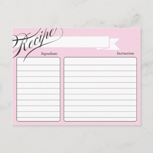ピンクレトロレシピカード ポストカード (正面)