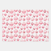 ピンクレトロヴィンテージクリスマスホリデー ラッピングペーパーシート (正面2)