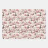 ピンクレトロヴィンテージクリスマスホリデー ラッピングペーパーシート (正面2)