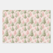 ピンクレトロヴィンテージクリスマスホリデー ラッピングペーパーシート (正面)