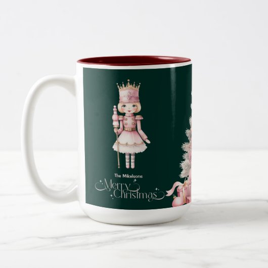 ピンクレトロヴィンテージクリスマス ツートーンマグカップ (左)