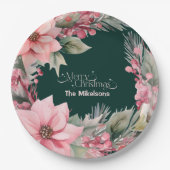 ピンクレトロヴィンテージクリスマス ペーパープレート (正面)