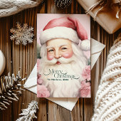 ピンクレトロヴィンテージサンタクロース シーズンカード