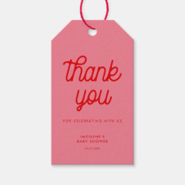 ピンクレトロヴィンテージスクリプトベビーシャワー ギフトタグ