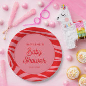 ピンクレトロヴィンテージスクリプトベビーシャワー ペーパープレート (パーティー)