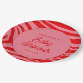 ピンクレトロヴィンテージスクリプトベビーシャワー ペーパープレート (アングル)