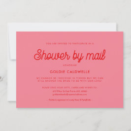 ピンクレトロヴィンテージスクリプトベビーシャワーby mail 招待状