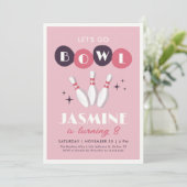 ピンクレトロヴィンテージボーリング誕生日 招待状 (スタンド正面)