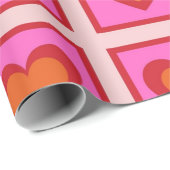 ピンクレトロ市松模様にヴィンテージハートY2Kパターン ラッピングペーパー (ロールコーナー)