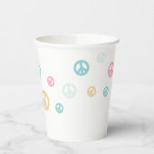 ピンクレトロ平和サイン誕生日紙カップ 紙コップ (左)