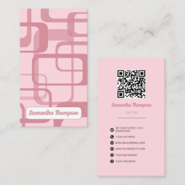 ピンクレトロ抽象芸術パターン 名刺