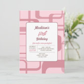 ピンクレトロ抽象芸術パターン 招待状 (スタンド正面)