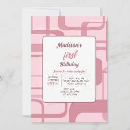 ピンクレトロ抽象芸術パターン 招待状