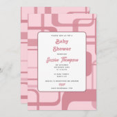 ピンクレトロ抽象芸術パターン 招待状 (正面/裏面)