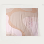 ピンクレトロ波ブライダルシャワーフォトブース背景 タペストリー (正面(横))