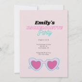 ピンクレトロ独身最後のパーティー招待状の行程表 招待状 (正面)