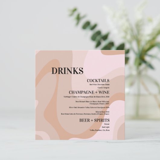 ピンクレトロ結婚Waveドリンクバーカード メニュー (スタンド正面)