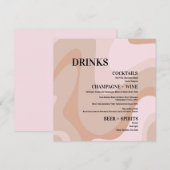 ピンクレトロ結婚Waveドリンクバーカード メニュー (正面/裏面)