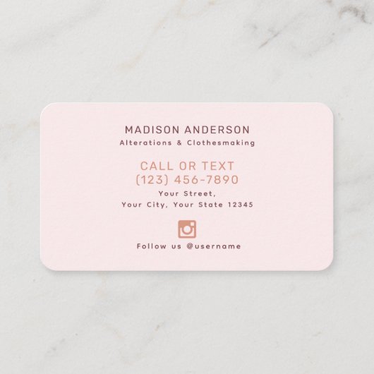 ピンクレトロ裁縫機械シーストレス 名刺 (裏面)