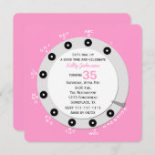 ピンクレトロ35th Birthday Party招待ロータリー 招待状 (正面/裏面)