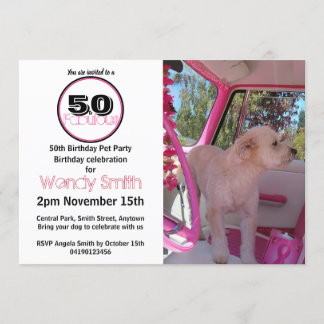 ピンクレトロ50&ファボラスペットパーティー誕生日 招待状