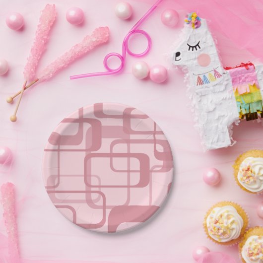 ピンクレトロ60の70の抽象芸術パターン ペーパープレート (パーティー)