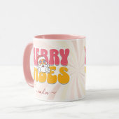 ピンクレトロ70sをテーマにしたメリーVibes名前をカスタムする マグカップ (正面左)