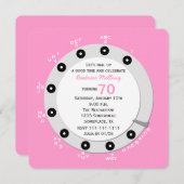 ピンクレトロ70th Birthday Party招待ロータリー 招待状 (正面/裏面)