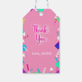 ピンクレトロ80sパターン誕生日ギフトラベル ギフトタグ