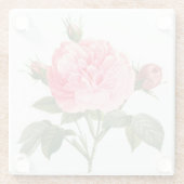 ピンクレドゥートバラフラワーズガラスコースター ガラスコースター (裏面)