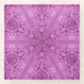 ピンクレフェミニンース万華鏡のように千変万化するパターンスノーフレーク ガラスコースター (正面)