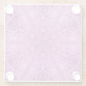 ピンクレフェミニンース万華鏡のように千変万化するパターンスノーフレーク ガラスコースター (裏面)