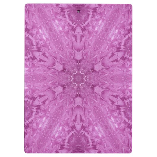 ピンクレフェミニンース万華鏡のように千変万化するパターンスノーフレーク クリップボード (裏面)