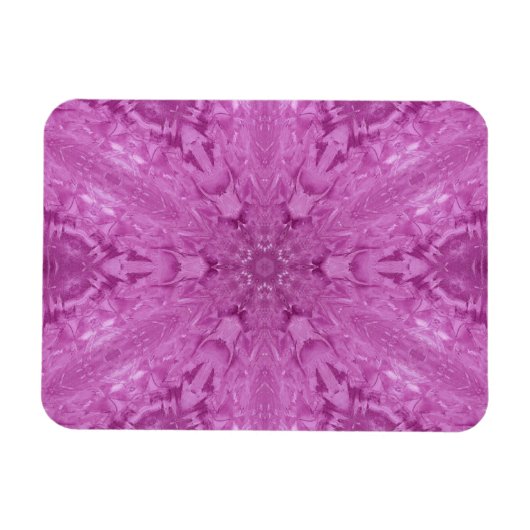 ピンクレフェミニンース万華鏡のように千変万化するパターンスノーフレーク マグネット (横)