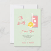 ピンクレモネモダンードオ赤ちゃんシャワーパーティー サンキューカード (正面)