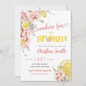 ピンクレモネードとリボンのベイビーシャワー招待状 招待状 (正面)