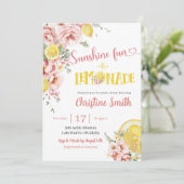 ピンクレモネードとリボンのベイビーシャワー招待状 招待状 (スタンド正面)