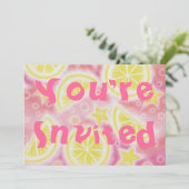 ピンクレモネードのパーティー招待状 長方形 招待状 (スタンド正面)