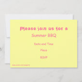 ピンクレモネードのパーティー招待状 長方形 招待状 (裏面)