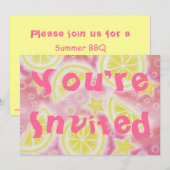 ピンクレモネードのパーティー招待状 長方形 招待状 (正面/裏面)